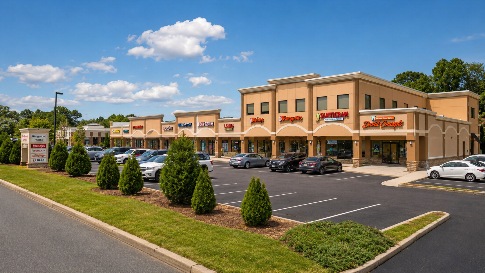 Finnegans Plaza after renovation — modernized facade with second story North Brunswick NJ